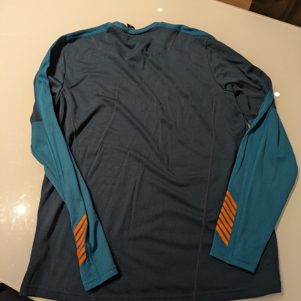 Helly Hansen Men's Long Sleeve Tech Shirt Navy Blue with Teal & Orange Accents